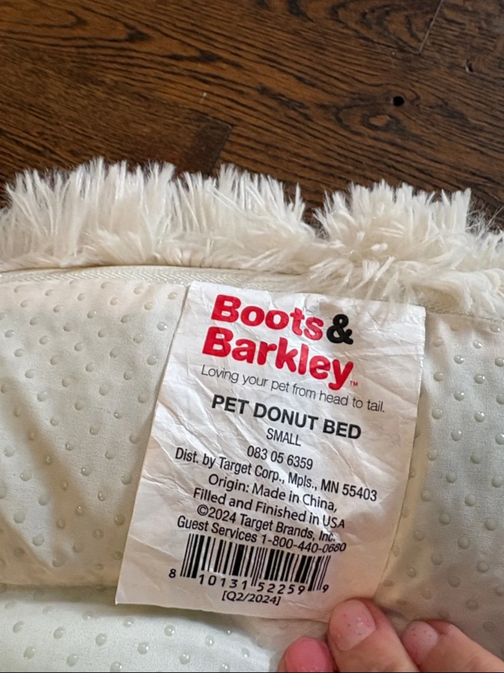 Boots & Barkley Plush Round Donut Pet Bed in Cream